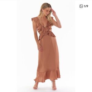 Show Me Your MuMu Zoey Midi in Copper Luxe Satin size Small